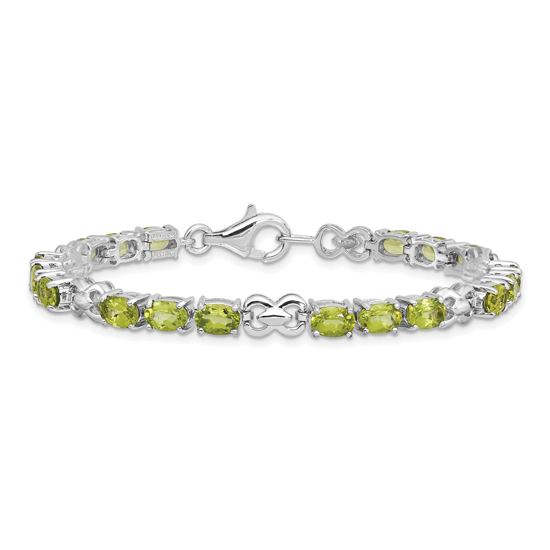 Silver Oval Shape Peridot Gemstone Bracelet