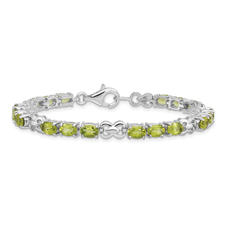 Silver Oval Shape Peridot Gemstone Bracelet