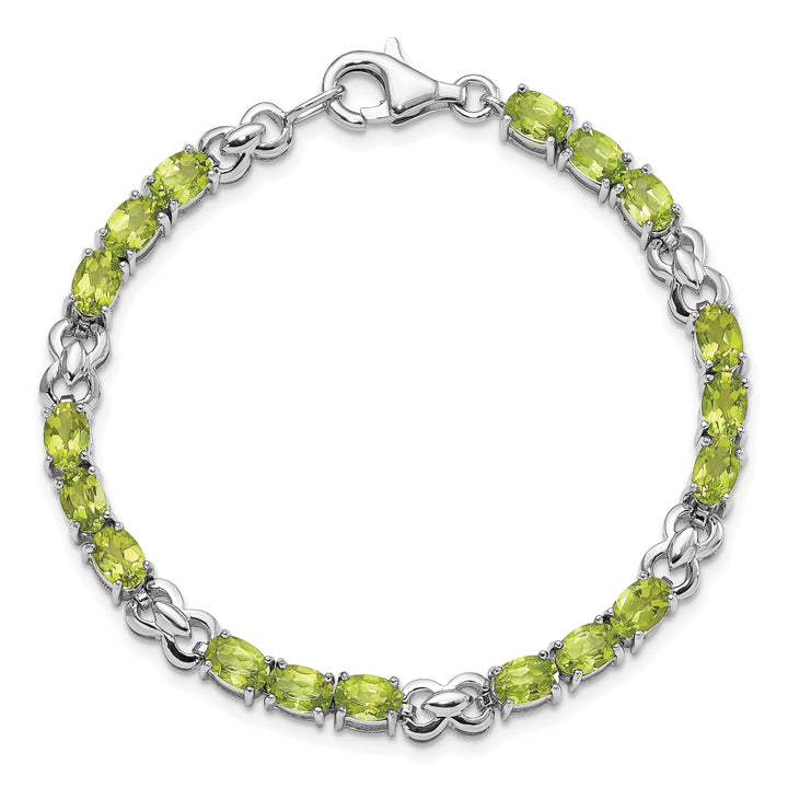 Silver Oval Shape Peridot Gemstone Bracelet