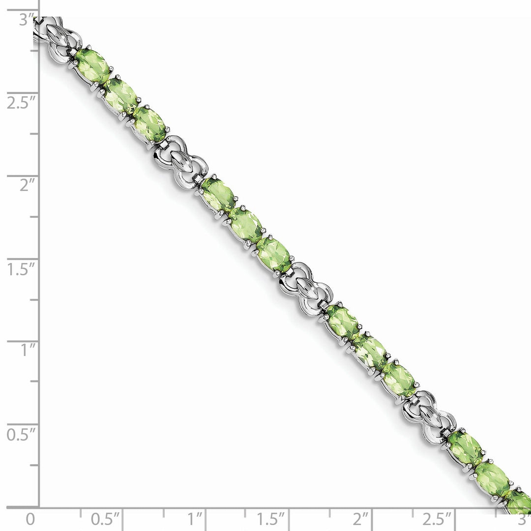 Silver Oval Shape Peridot Gemstone Bracelet