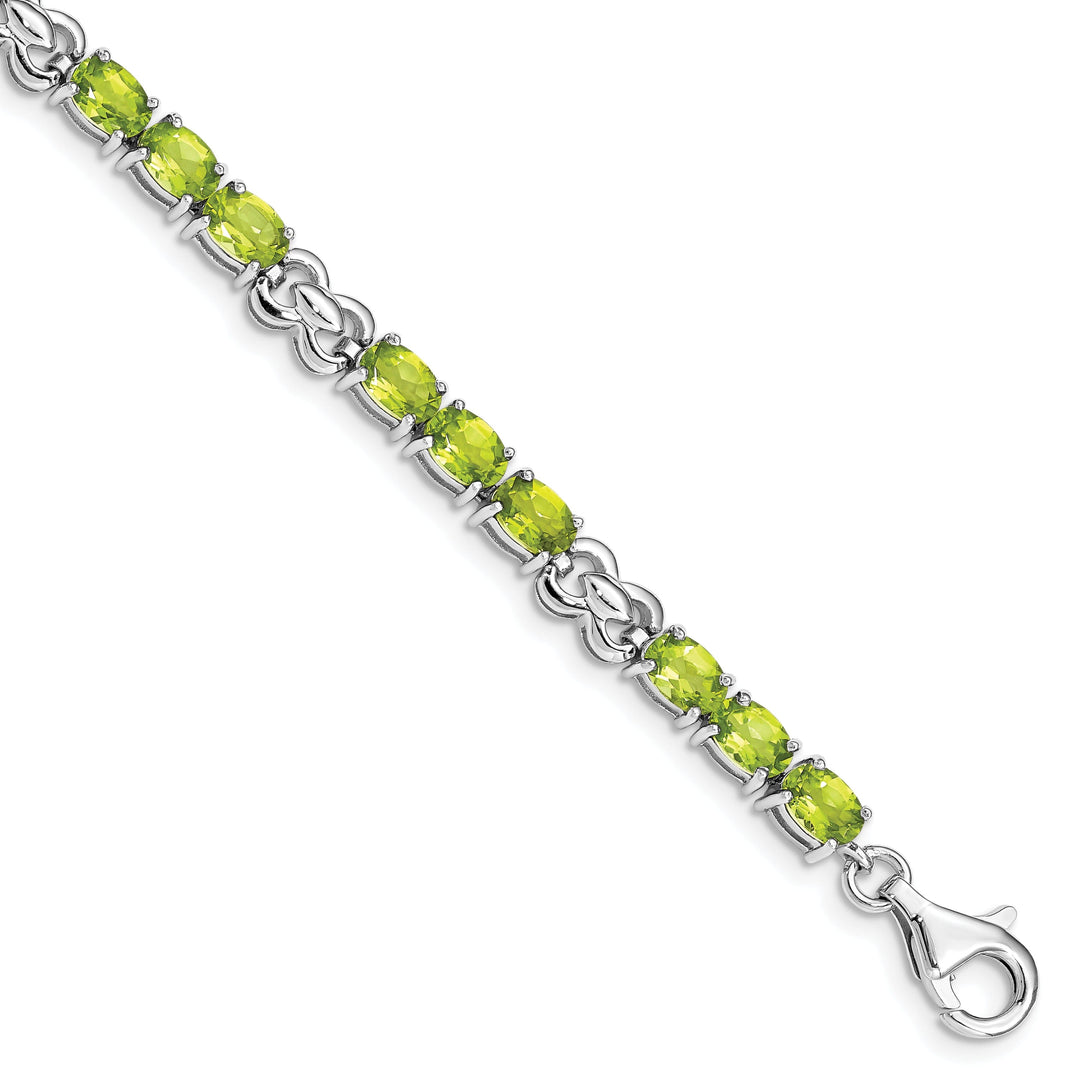 Silver Oval Shape Peridot Gemstone Bracelet