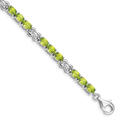 Silver Oval Shape Peridot Gemstone Bracelet at $ 187.59 only from Jewelryshopping.com
