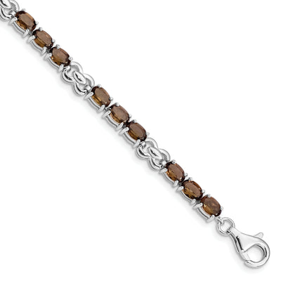 Silver Oval Smoky Quartz Gemstone Bracelet at $ 172.87 only from Jewelryshopping.com