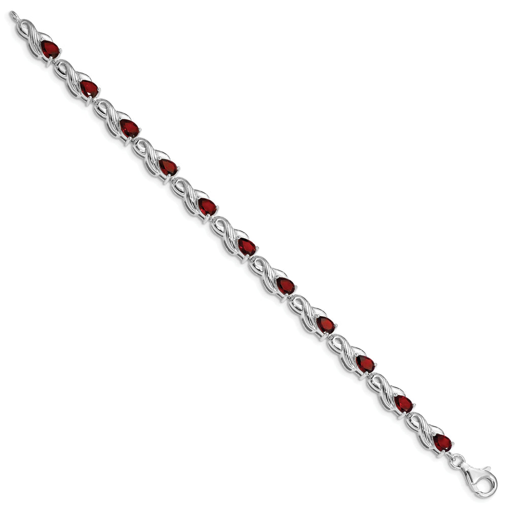 Silver Oval Cut Garnet Gemstone Bracelet