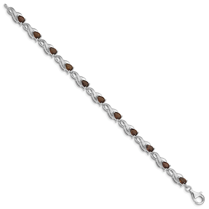 Silver Pear Shap Smoky Quartz Gemstone Bracelet