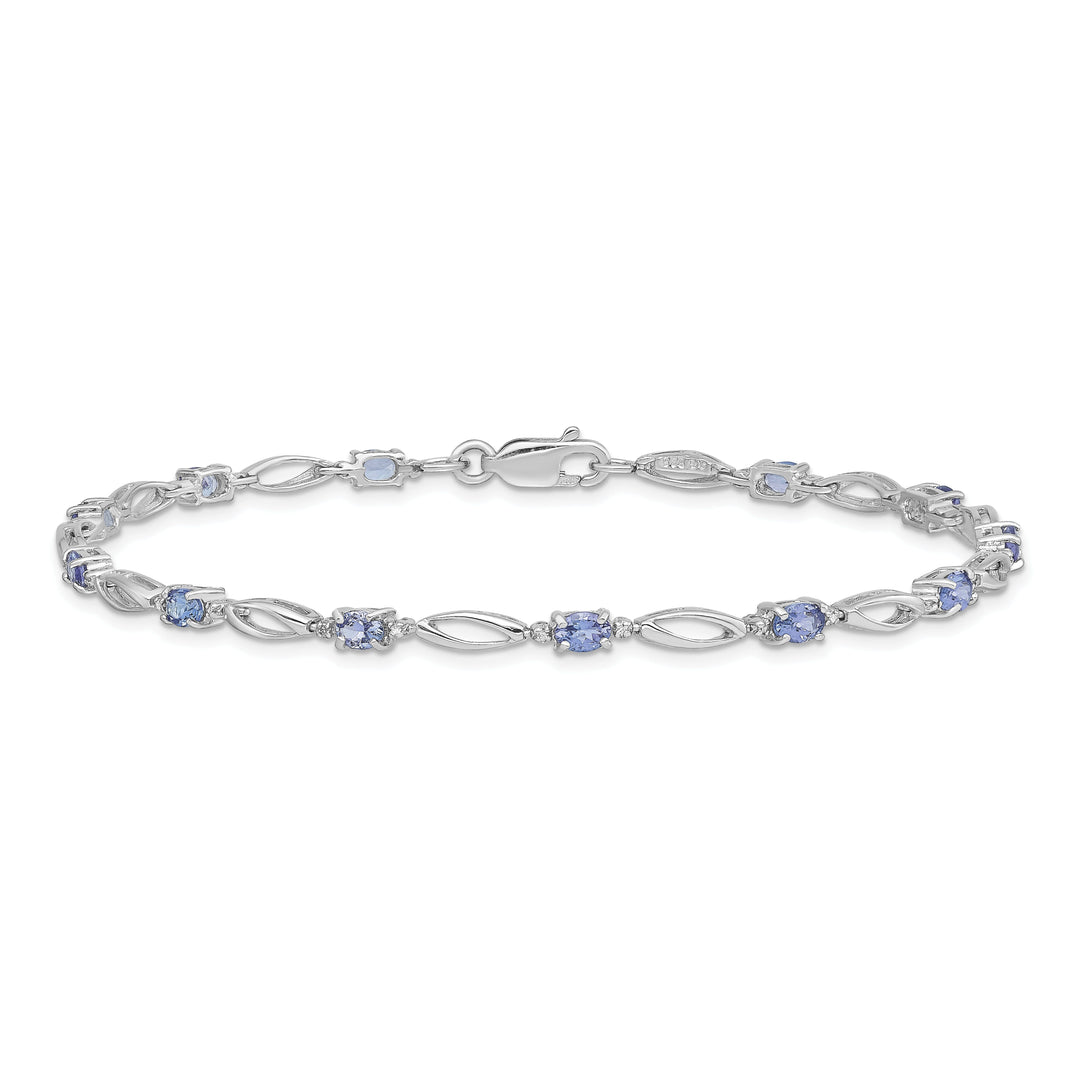 Silver Oval Cut Tanzanite Diamond Bracelet