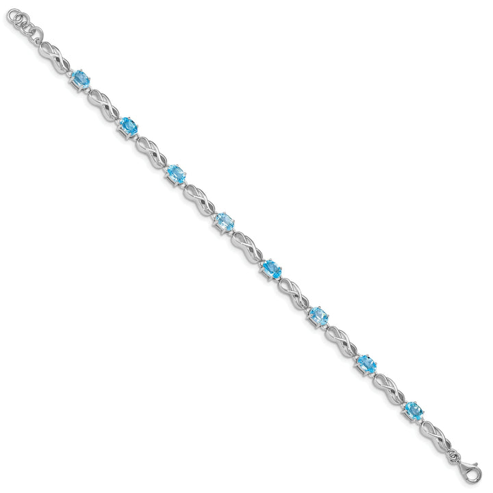 Silver Blue Topaz Gemstone Figure 8 Bracelet