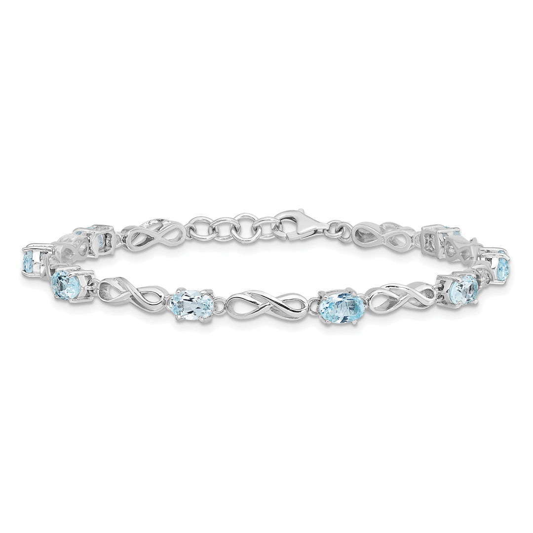 Silver Blue Topaz Gemstone Figure 8 Bracelet