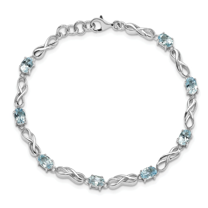 Silver Blue Topaz Gemstone Figure 8 Bracelet