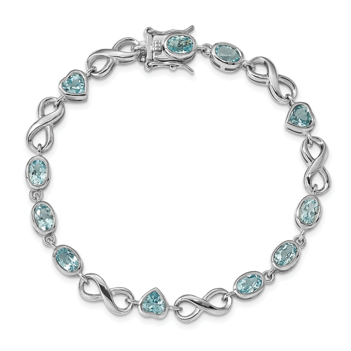 Silver Blue Topaz Gemstone Oval Heart Bracelet