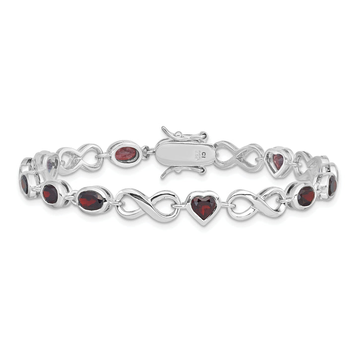 Silver Heart Shape Garnet Gemstone Bracelet