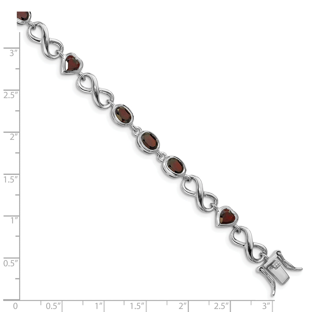 Silver Heart Shape Garnet Gemstone Bracelet