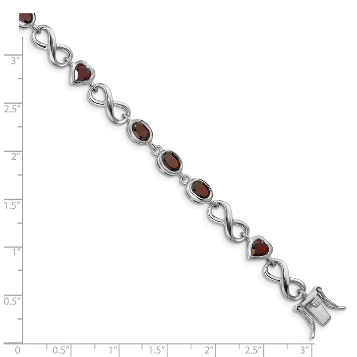 Silver Heart Shape Garnet Gemstone Bracelet