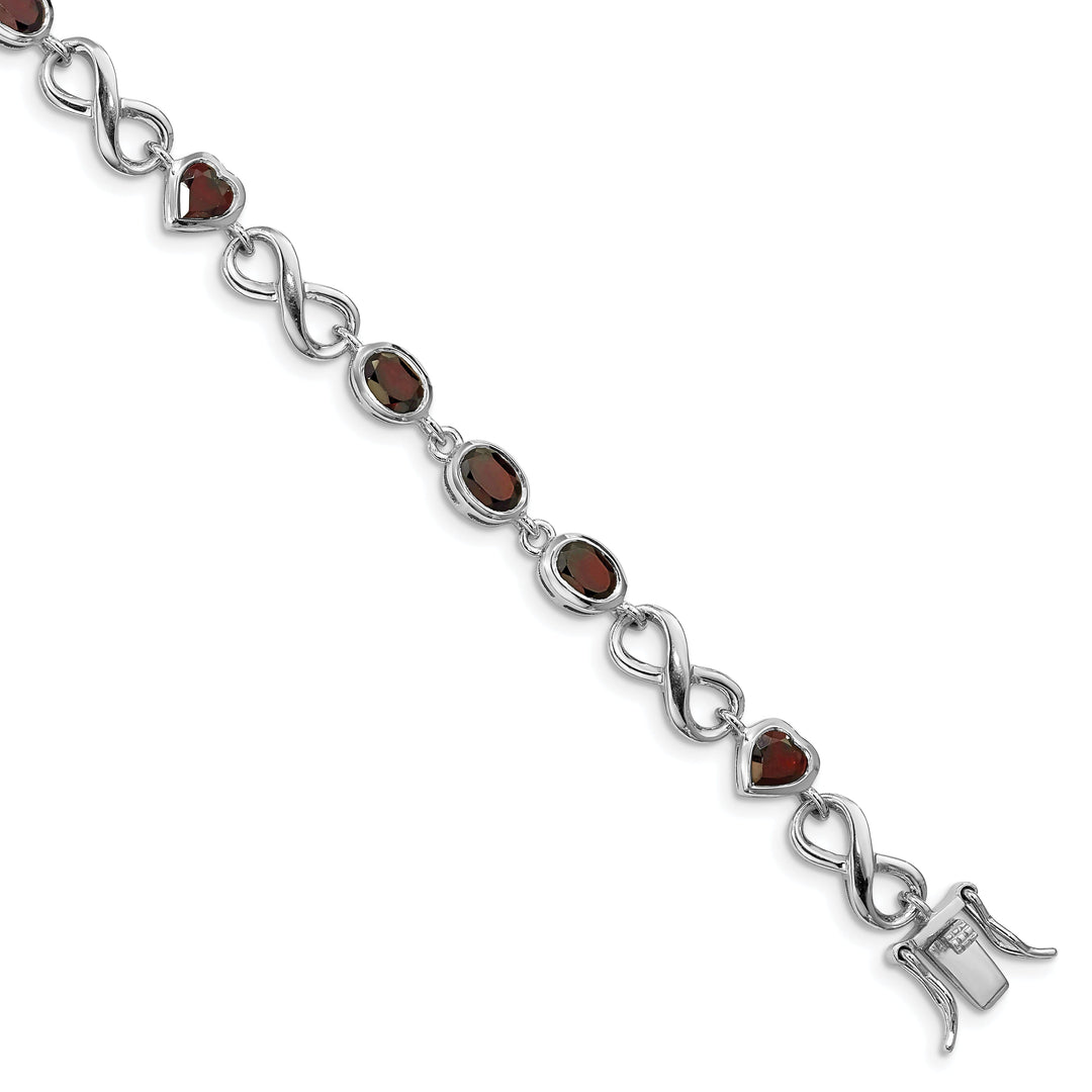 Silver Heart Shape Garnet Gemstone Bracelet