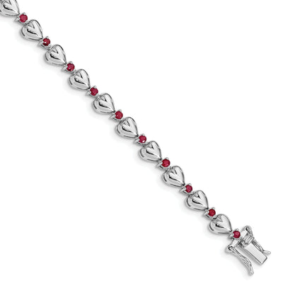 Sterling Silver Polished Ruby Heart Bracelet at $ 159.31 only from Jewelryshopping.com