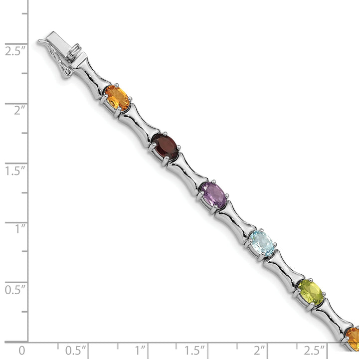 Silver Polished Finish Multi Gemstone Bracelet