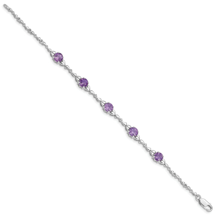 Silver Genuine Amethyst Diamond Tennis Bracelet