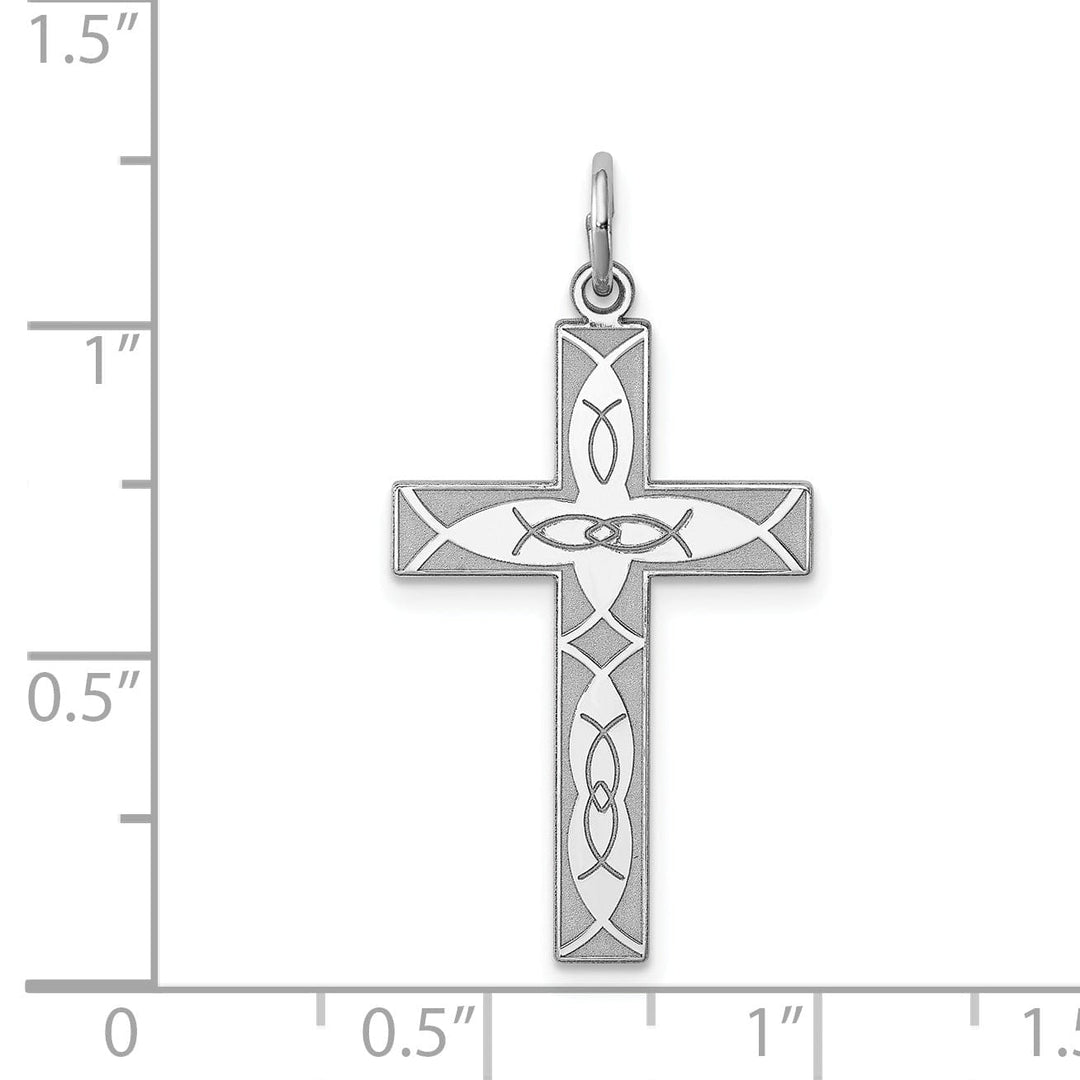 Silver Laser Designed Latin Cross Pendant