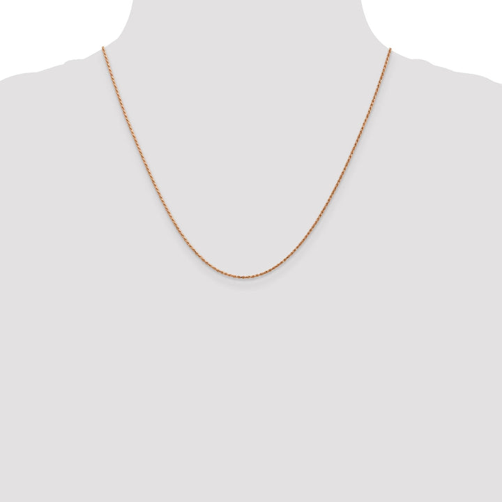 14K Rose Gold 1.00mm Solid Diamond Cut Rope Chain