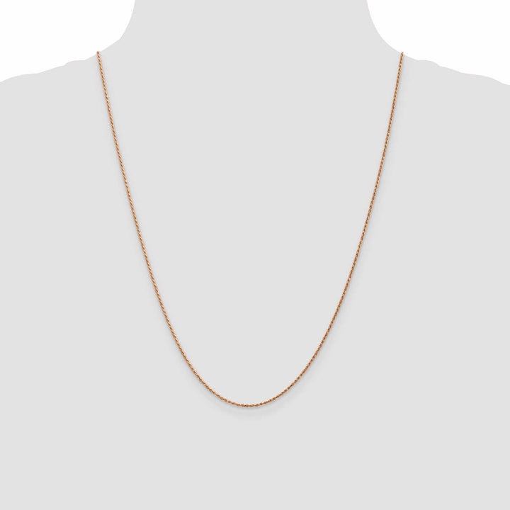 14K Rose Gold 1.00mm Solid Diamond Cut Rope Chain