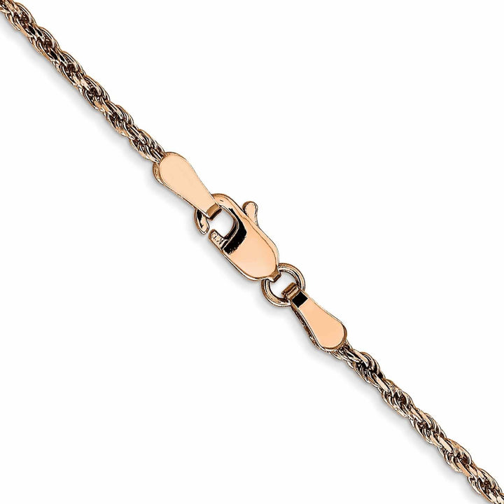 14k Rose Gold 1.8m Solid Diamond Cut Rope Chain