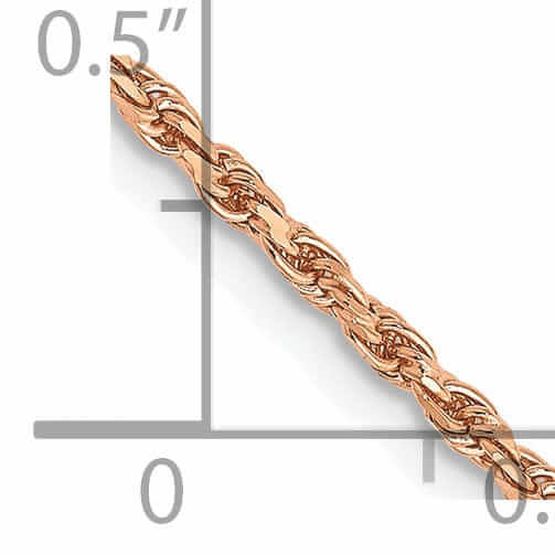 14k Rose Gold 1.8m Solid Diamond Cut Rope Chain