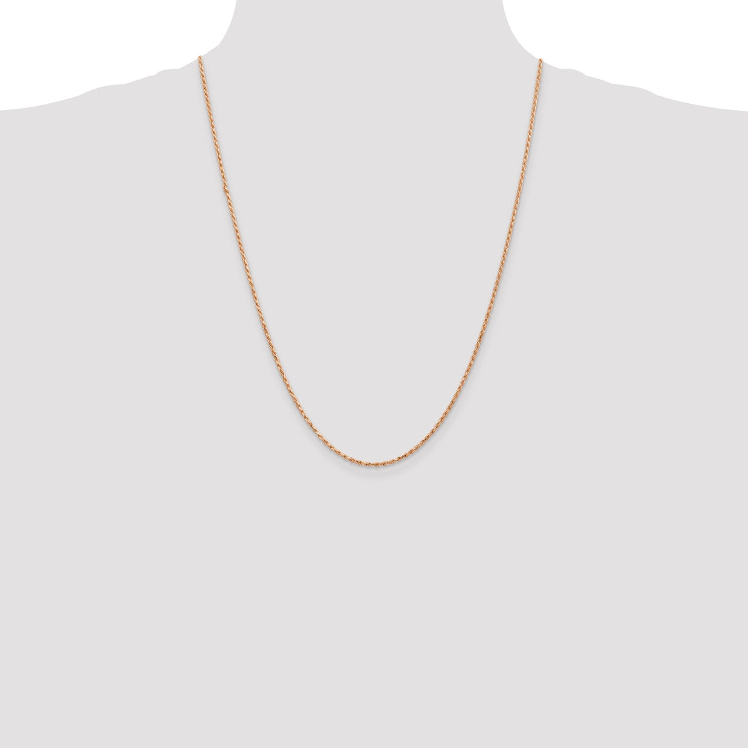 14k Rose Gold 1.8m Solid Diamond Cut Rope Chain