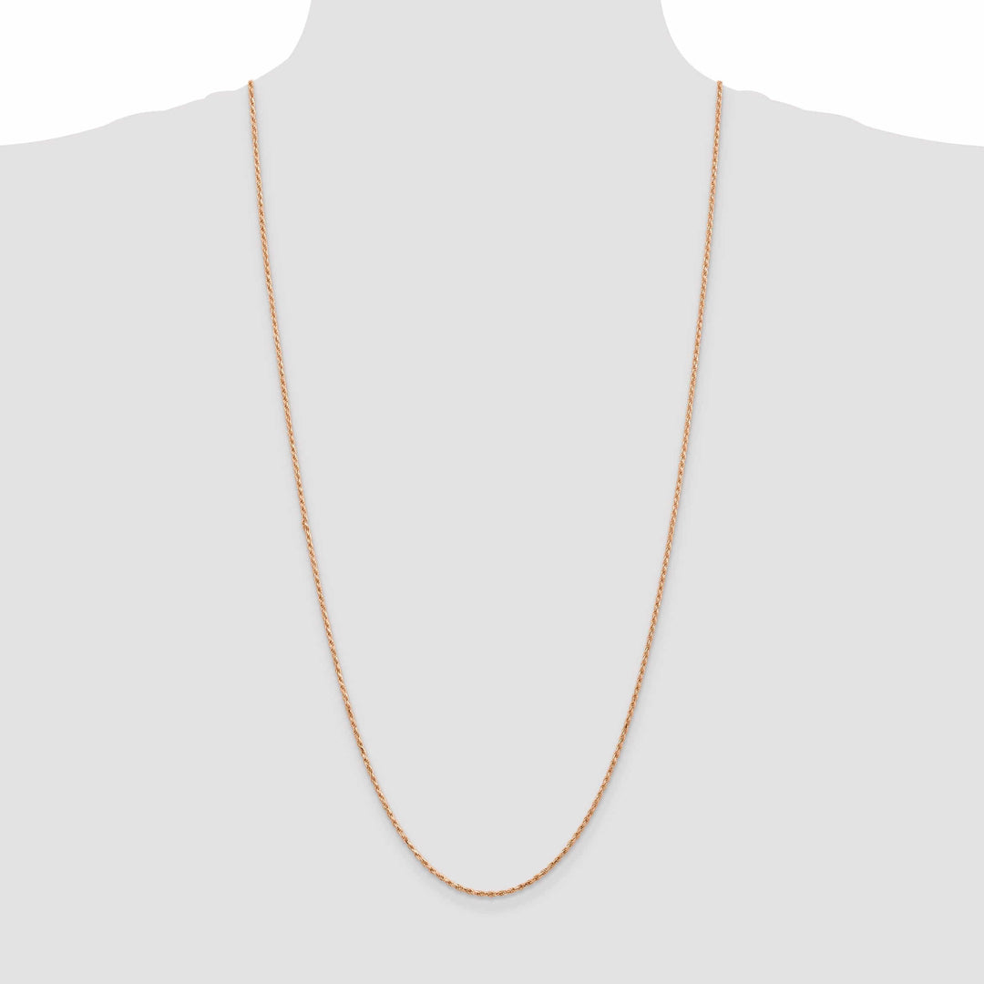 14k Rose Gold 1.8m Solid Diamond Cut Rope Chain