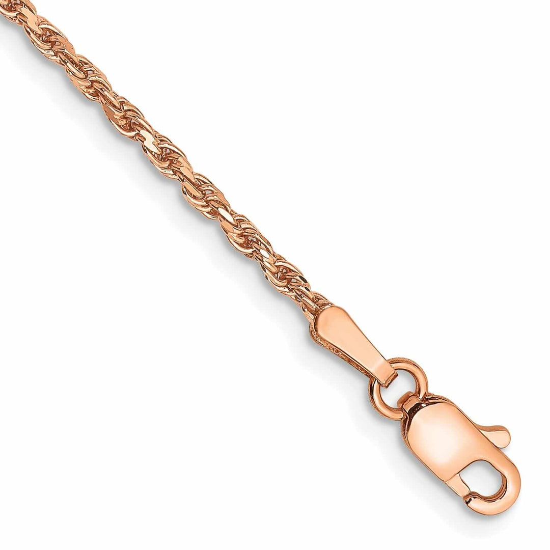 14k Rose Gold 1.8m Solid Diamond Cut Rope Chain