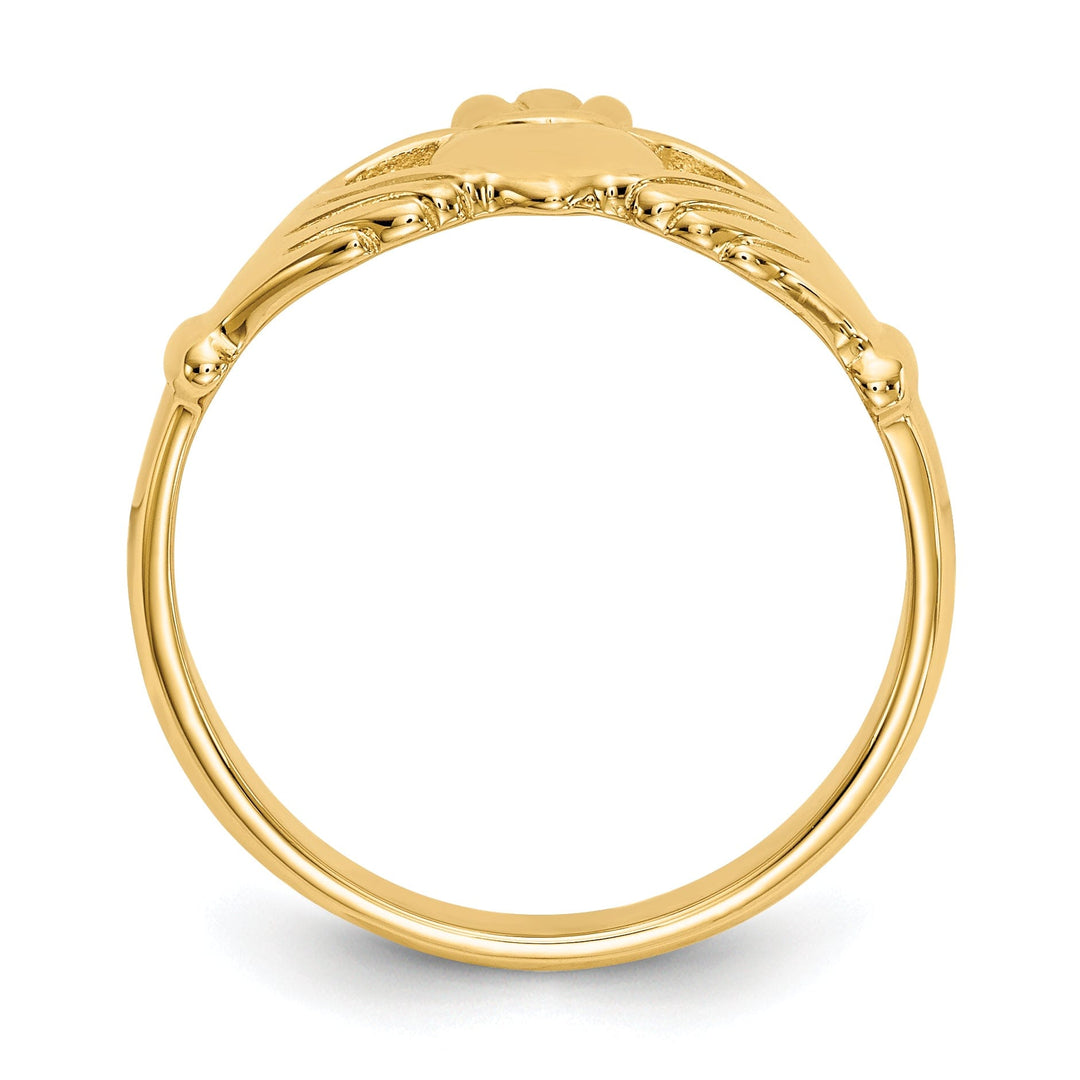 14kt yellow gold polished claddagh ring