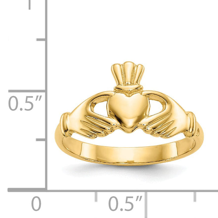 14kt yellow gold polished claddagh ring