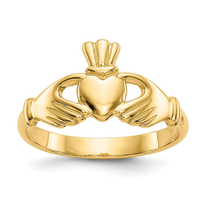 14kt yellow gold polished claddagh ring