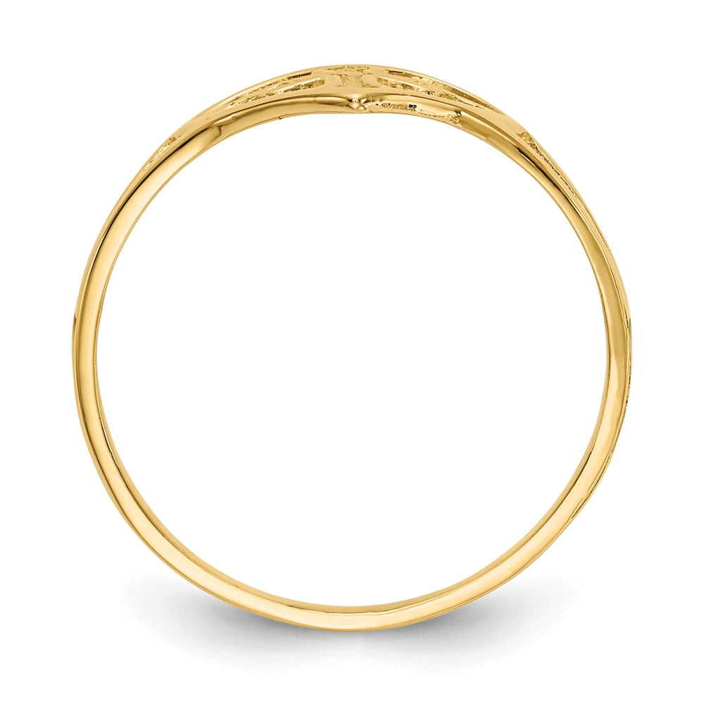 14k Yellow Gold Cross in Heart Ring