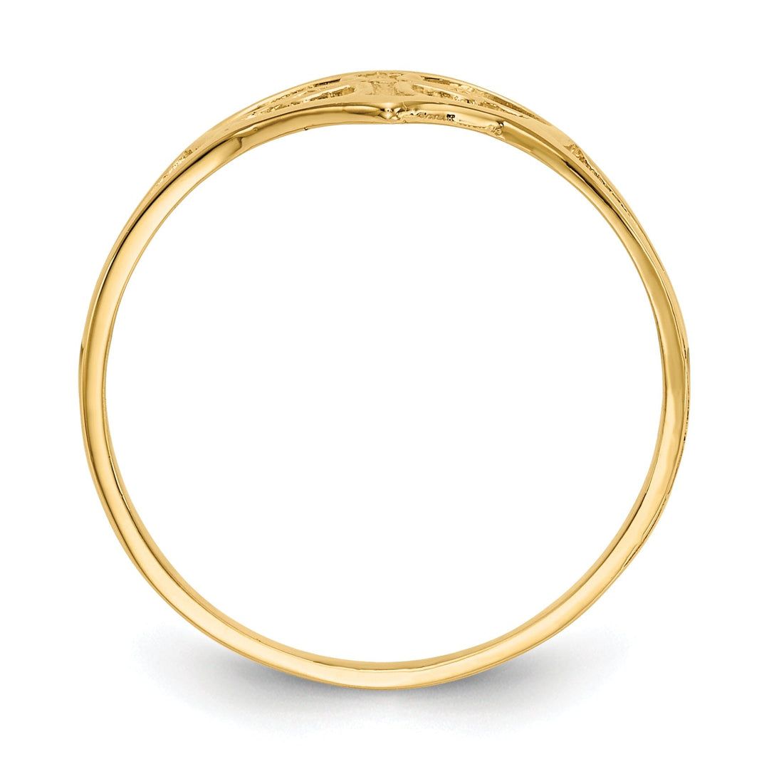 14k Yellow Gold Cross in Heart Ring