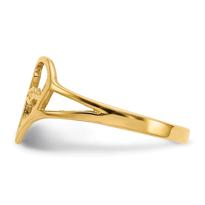 14k Yellow Gold Cross in Heart Ring