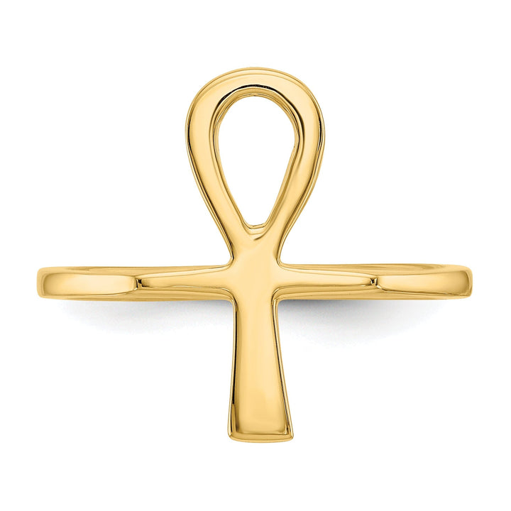 14k Yellow Gold Polished Ankh Egyptian Cross Ring