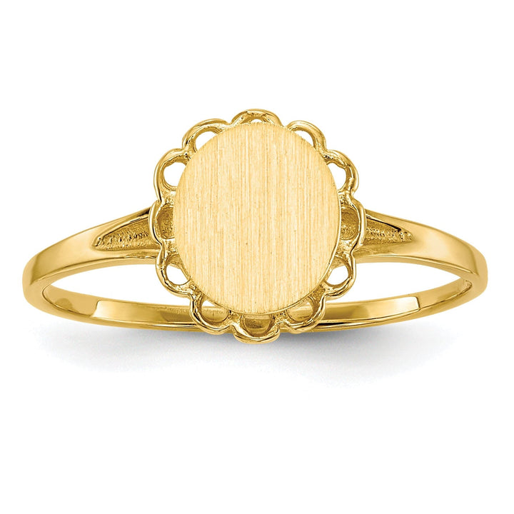 14k Yellow Gold Polished Solid Signet Ring