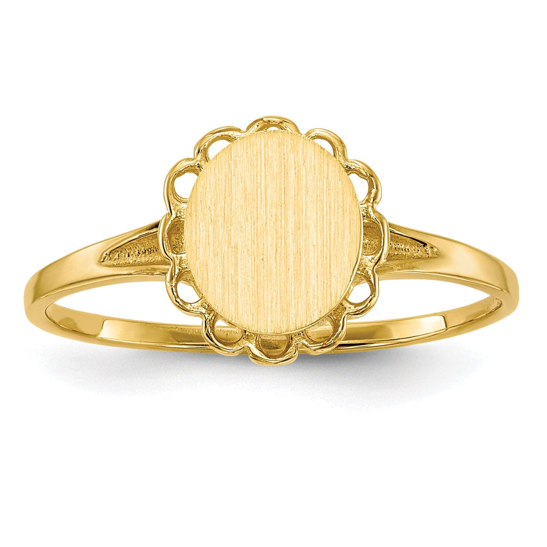 14k Yellow Gold Polished Solid Signet Ring