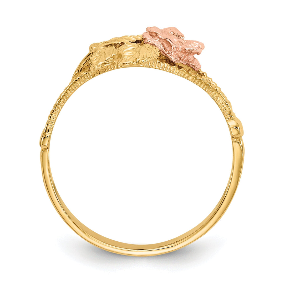 14k Two Tone Gold Diamond Cut Rose Ring