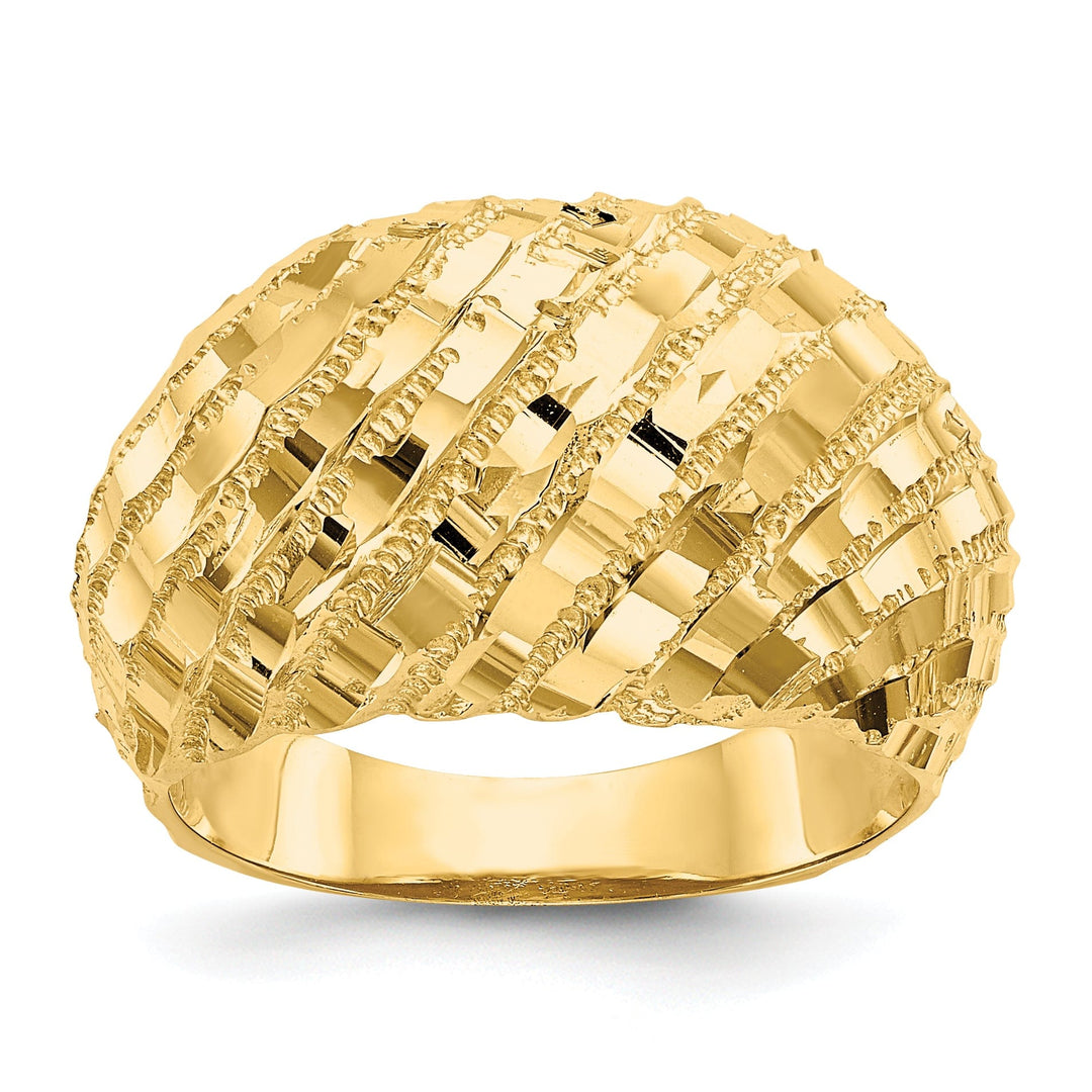 14k Yellow Gold Diamond Cut Dome Ring