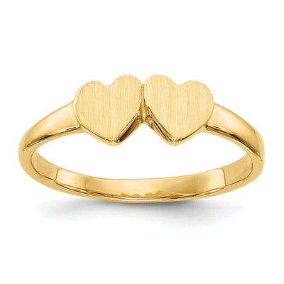 14k Yellow Gold Double Heart Children's Ring at $ 99.54 only from Jewelryshopping.com