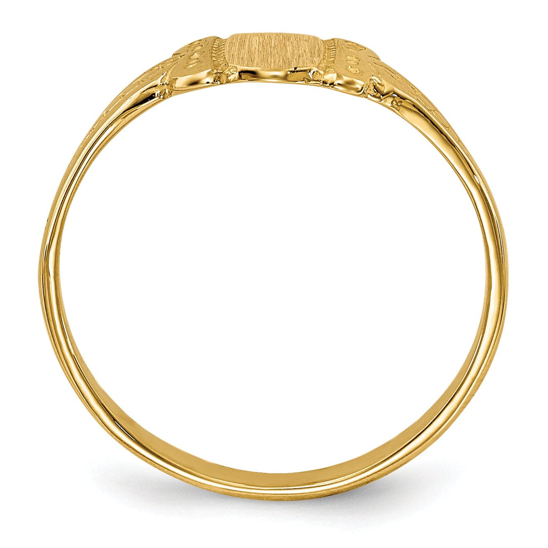 14k Yellow Gold Engraveable Signet Children Ring