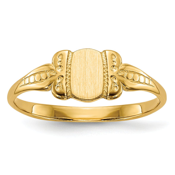 14k Yellow Gold Engraveable Signet Children Ring