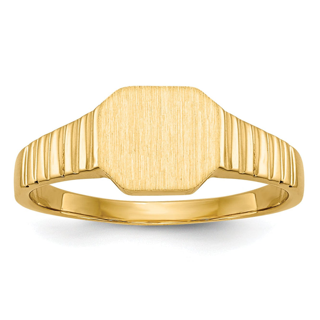 14k Yellow Gold Engraveable Signet Childrens Ring