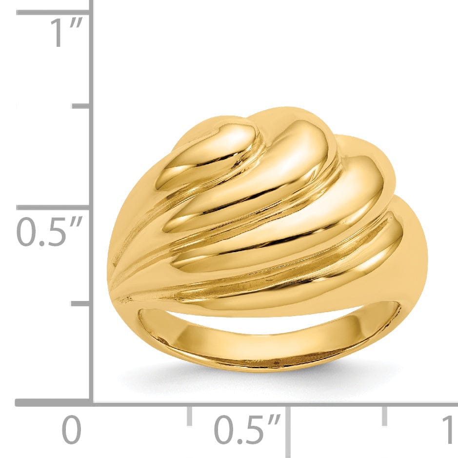 14k Yellow Gold Polished Swirl Dome Ring