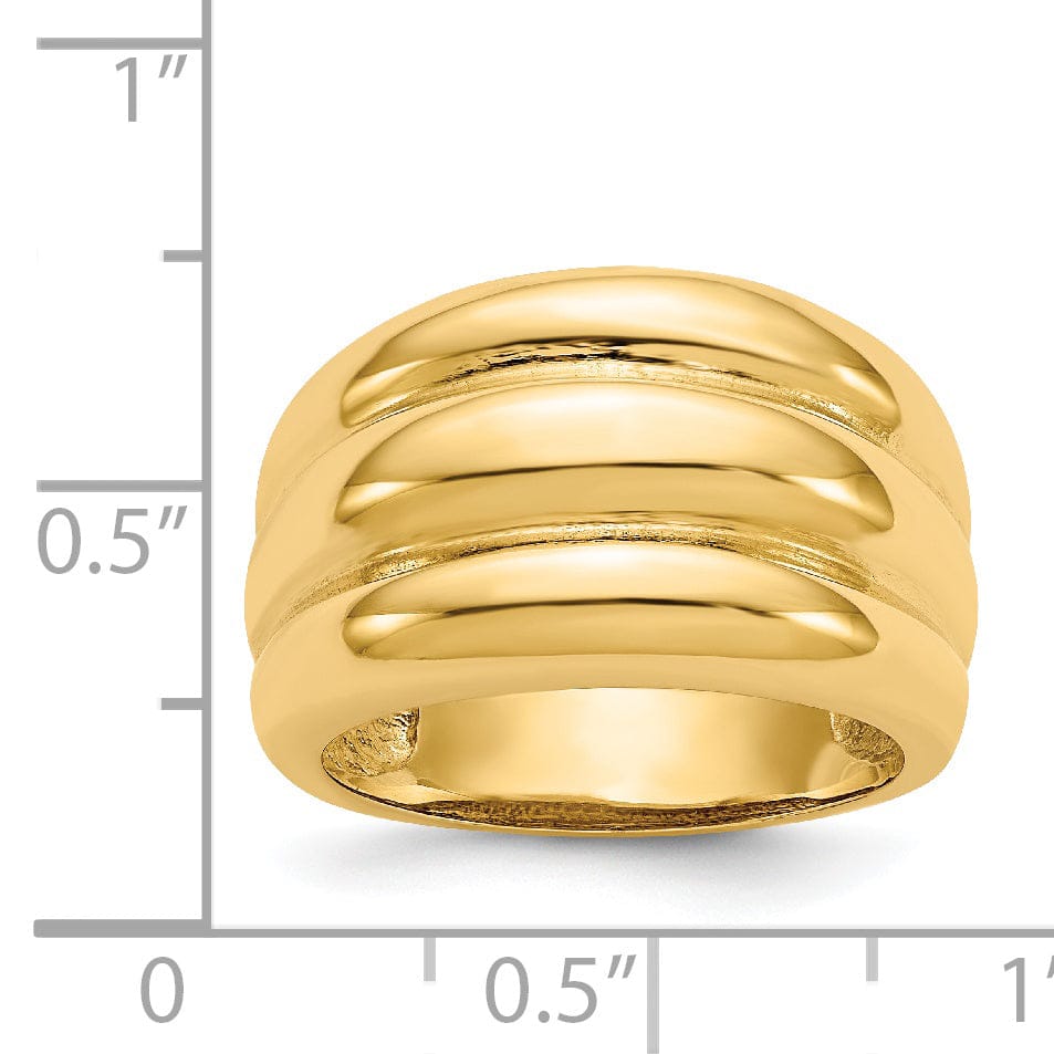 14k Yellow Gold Polished Scalloped Dome Ring