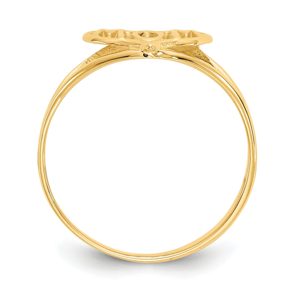 14k Yellow Gold Polished 'Mom' Heart Ring