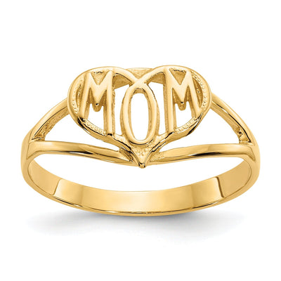 14k Yellow Gold Polished 'Mom' Heart Ring at $ 132.5 only from Jewelryshopping.com
