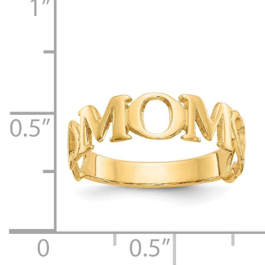 14k Yellow Gold Polished 'Mom' Ring