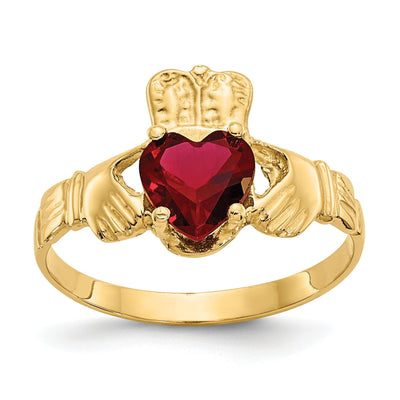 14k Yellow Gold January Birthstone Claddagh Ring at $ 208.66 only from Jewelryshopping.com